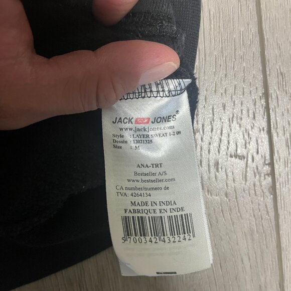 JACK & JONES Mens Medium Graphic Hoodie Denim Clothing Pullover - Picture 5 of 7